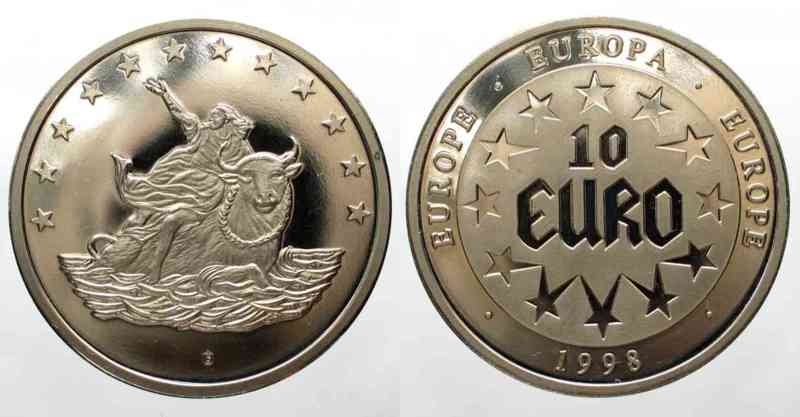 Europa auf Stier 10 Euro 1998 40mm # 50975 | eBay